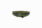 Small Round Rustic Glazed Japanese Bonsai Pot #986 – Bushuan Kiln, Hand Formed, Vintage Deep Glaze Chop