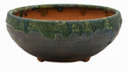 Fukushige Bushuan Vintage Round Green Drip Glaze Bonsai Pot
