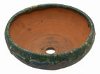 Fukushige Bushuan Vintage Round Green Drip Glaze Bonsai Pot