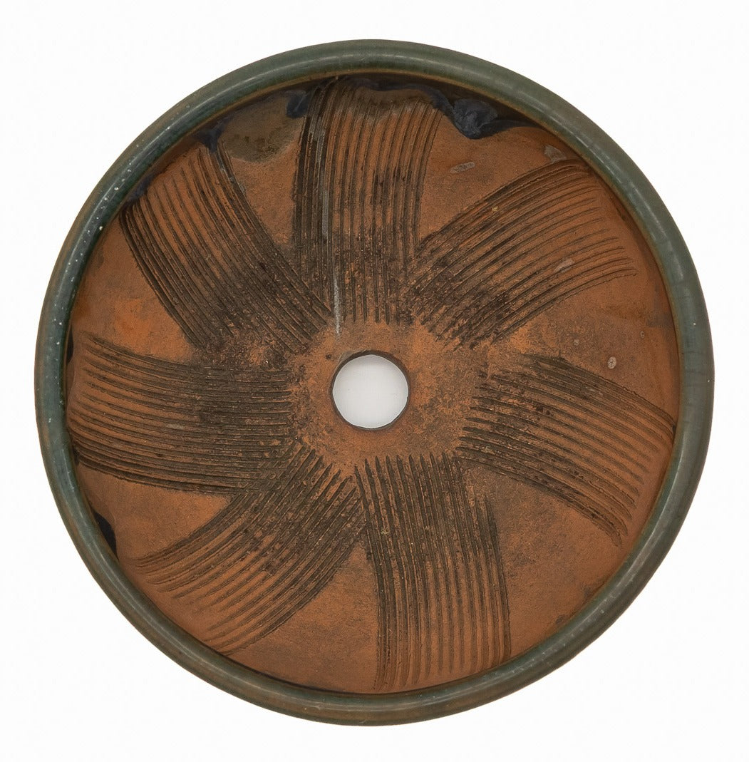 Bushuan Fukushige Vintage Round Green Bonsai Pot – Pronged Feet