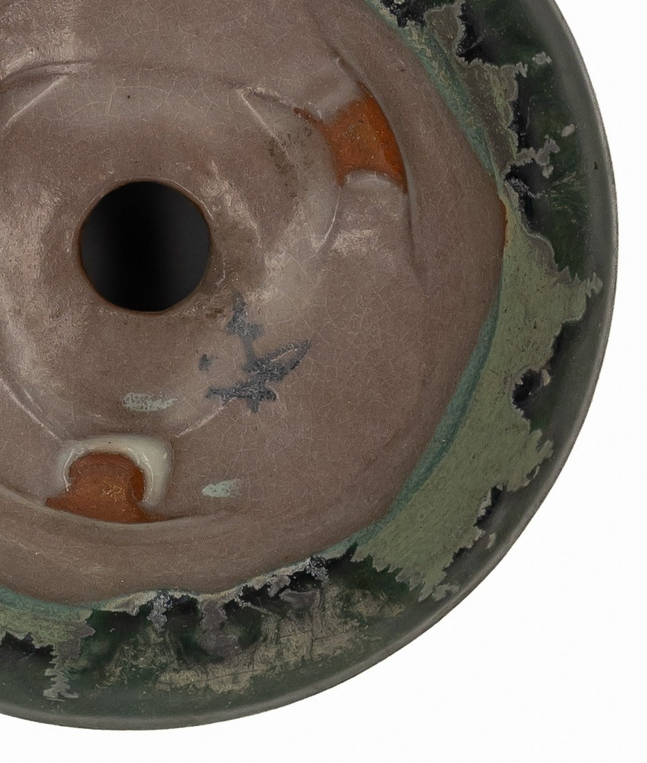 Bushuan Fukushige Vintage Round Green Bonsai Pot – Pronged Feet
