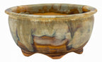 Fukushige Bushuan Green Carved Round Bonsai Pot – Signed