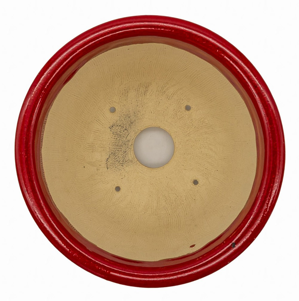 Bushuan Fukushige Vintage Round Bonsai Pot | Oxblood Drip Glaze