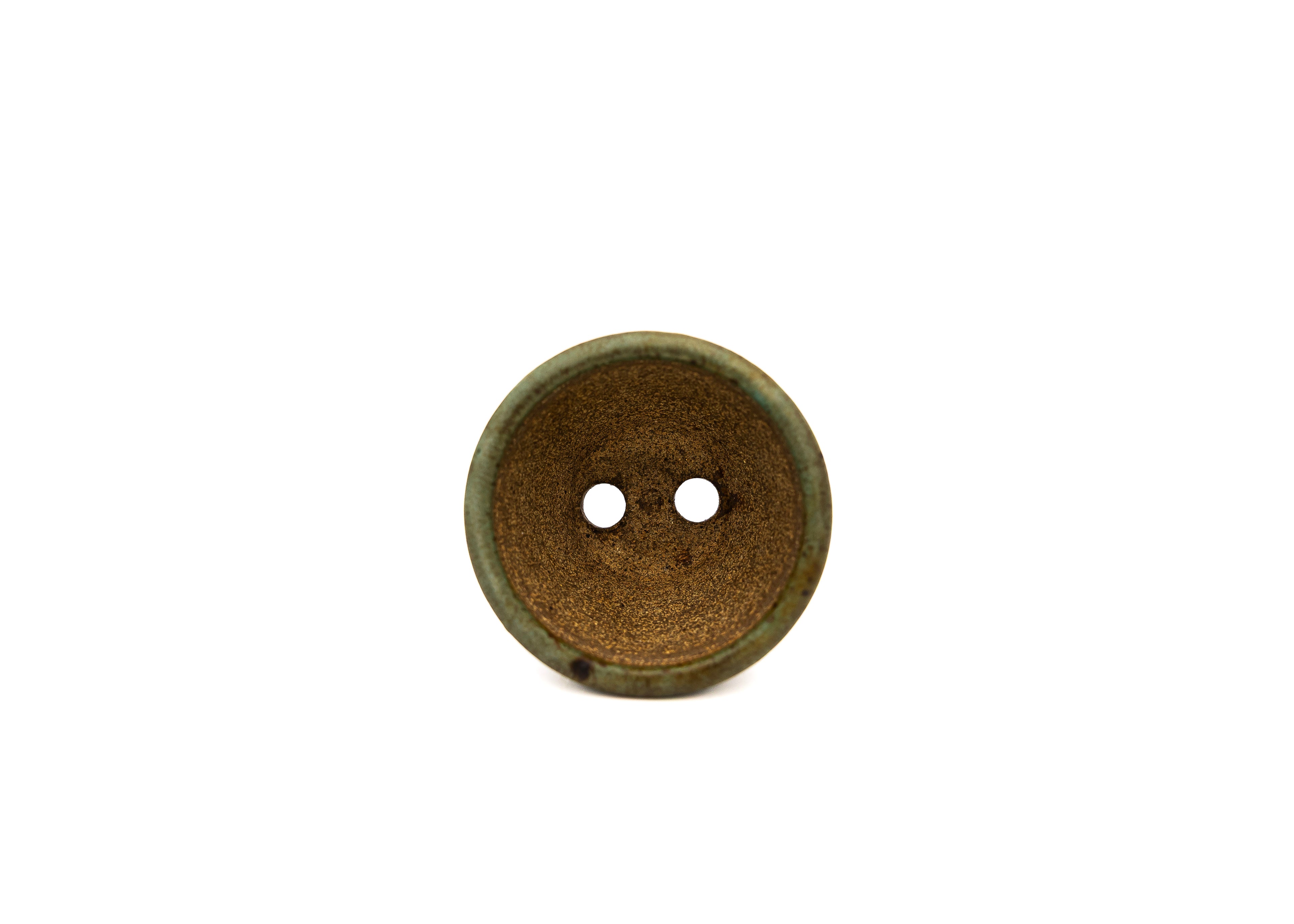Small Round Green Glazed Sara Rayner Bonsai Pot – Hand Formed Vintage Thin Wall USA Nail Signature