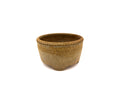 Small Round Brown Glazed Sara Rayner Bonsai Pot – Smooth Finish, Zippered Rim, Square Cut Feet, Nail Signature USA