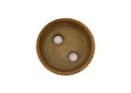 Small Round Brown Glazed Sara Rayner Bonsai Pot – Smooth Finish, Zippered Rim, Square Cut Feet, Nail Signature USA