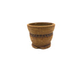Small Round Unglazed Sara Rayner Cascade Bonsai Pot – Nail Signature, Thin Center Band, Cutout Feet, USA