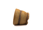Small Round Unglazed Sara Rayner Cascade Bonsai Pot – Nail Signature, Thin Center Band, Cutout Feet, USA