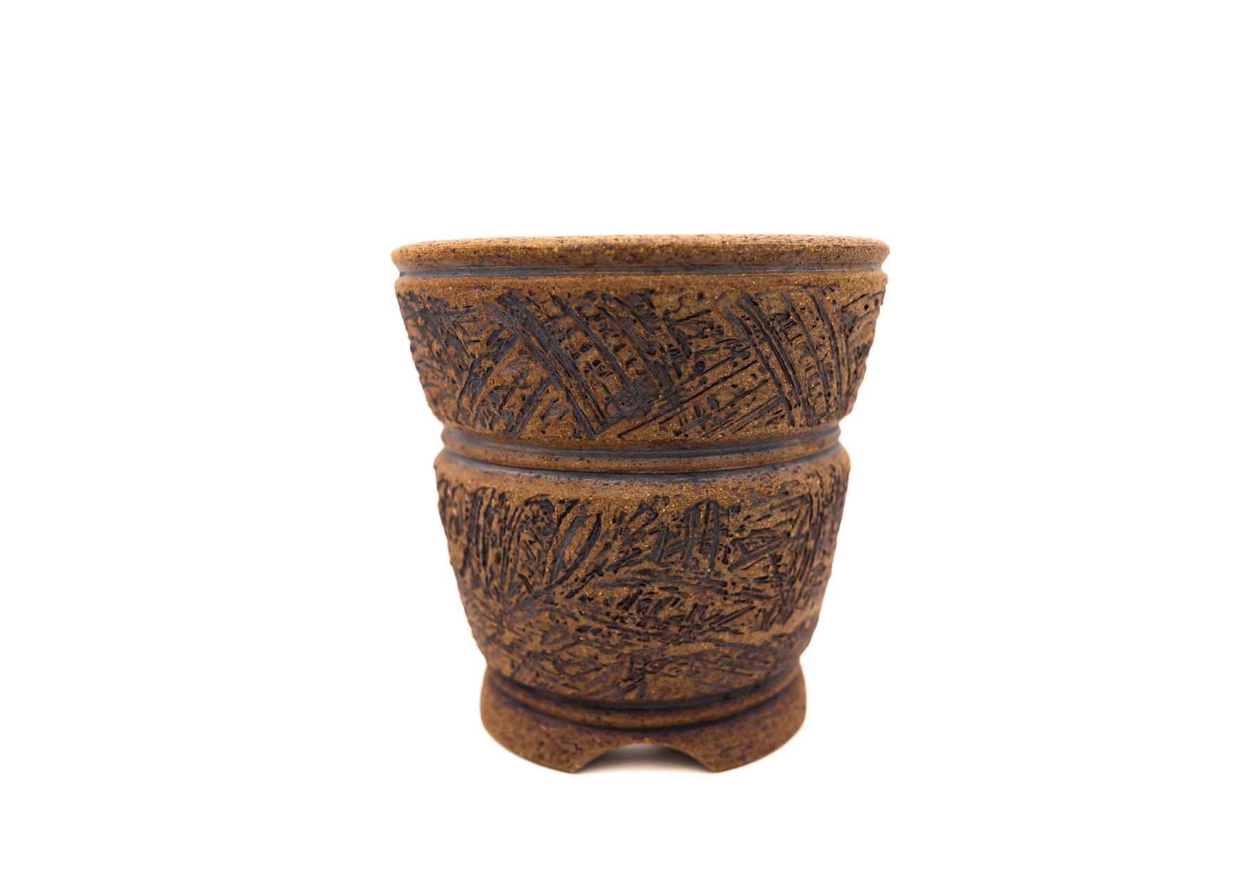 Medium Cascade Unglazed Rustic Bonsai Pot – Thin Walls, Sara Rayner Kiln, Nail Signature, USA