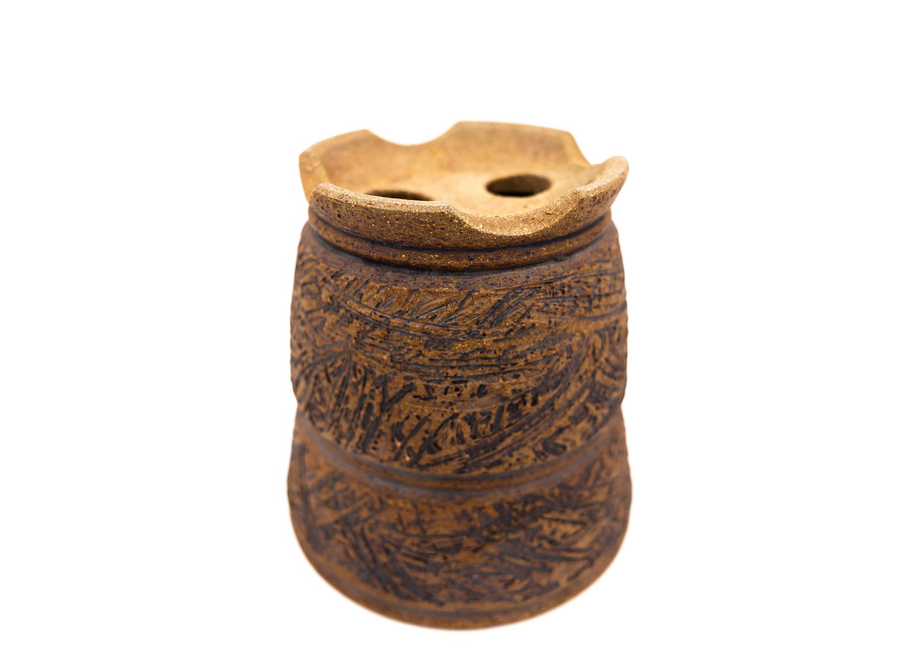 Medium Cascade Unglazed Rustic Bonsai Pot – Thin Walls, Sara Rayner Kiln, Nail Signature, USA