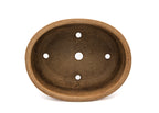 Large Oval Unglazed Sara Rayner Bonsai Pot – Nail Signature, Knob Feet, Crisp Lines, USA