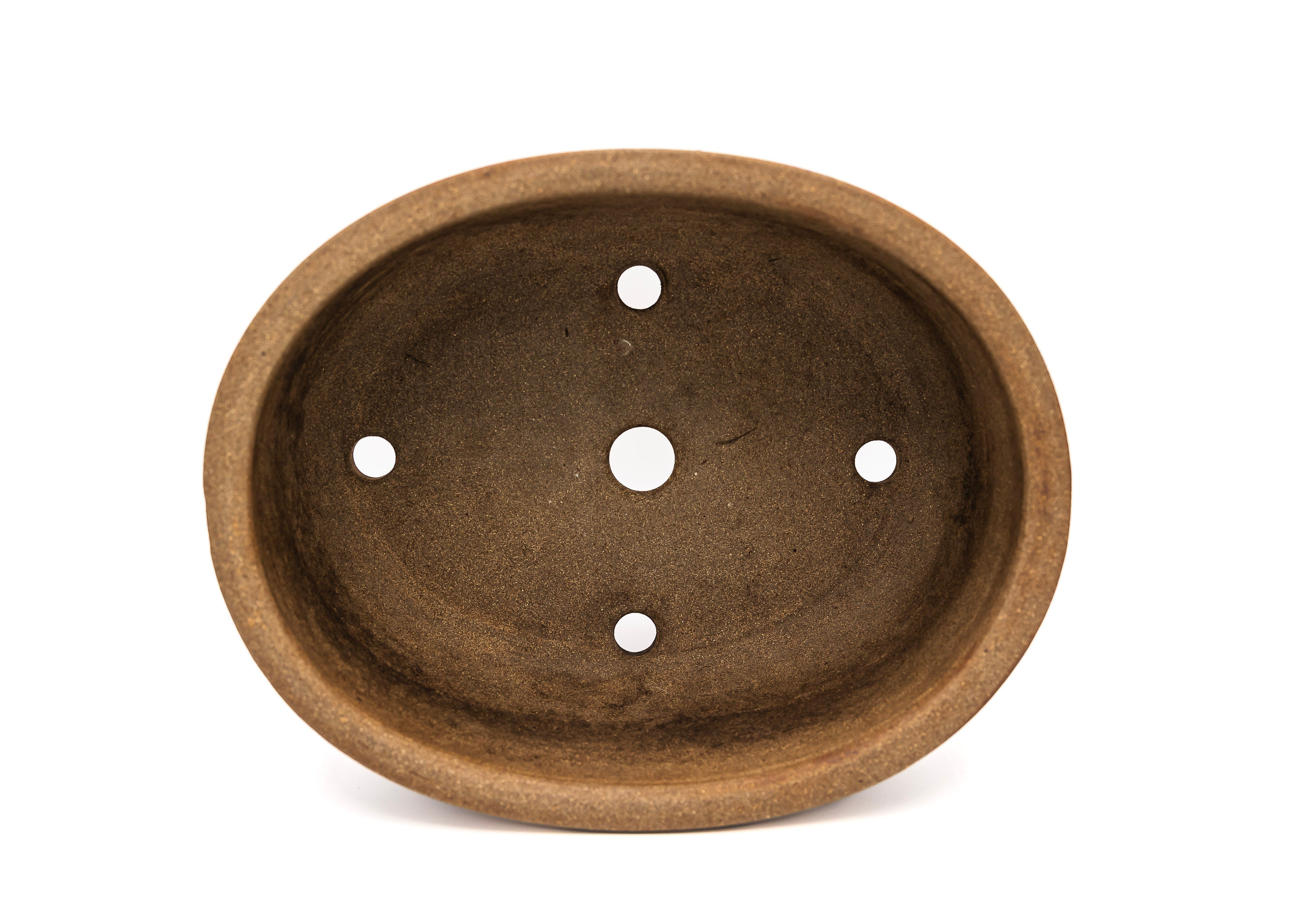 Large Oval Unglazed Sara Rayner Bonsai Pot – Nail Signature, Knob Feet, Crisp Lines, USA