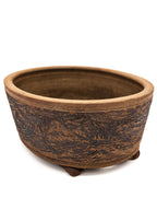 Large Oval Unglazed Sara Rayner Bonsai Pot – Nail Signature, Knob Feet, Crisp Lines, USA