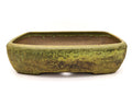 Large Rectangular Yellow Glazed Sara Rayner Bonsai Pot – Flat Inverted Rim, Round Corners, Nail Signature USA