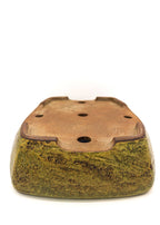 Large Rectangular Yellow Glazed Sara Rayner Bonsai Pot – Flat Inverted Rim, Round Corners, Nail Signature USA