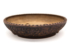 Large Round Unglazed Sara Rayner Bonsai Pot – USA Nail Signature, Rare Sharp Lines