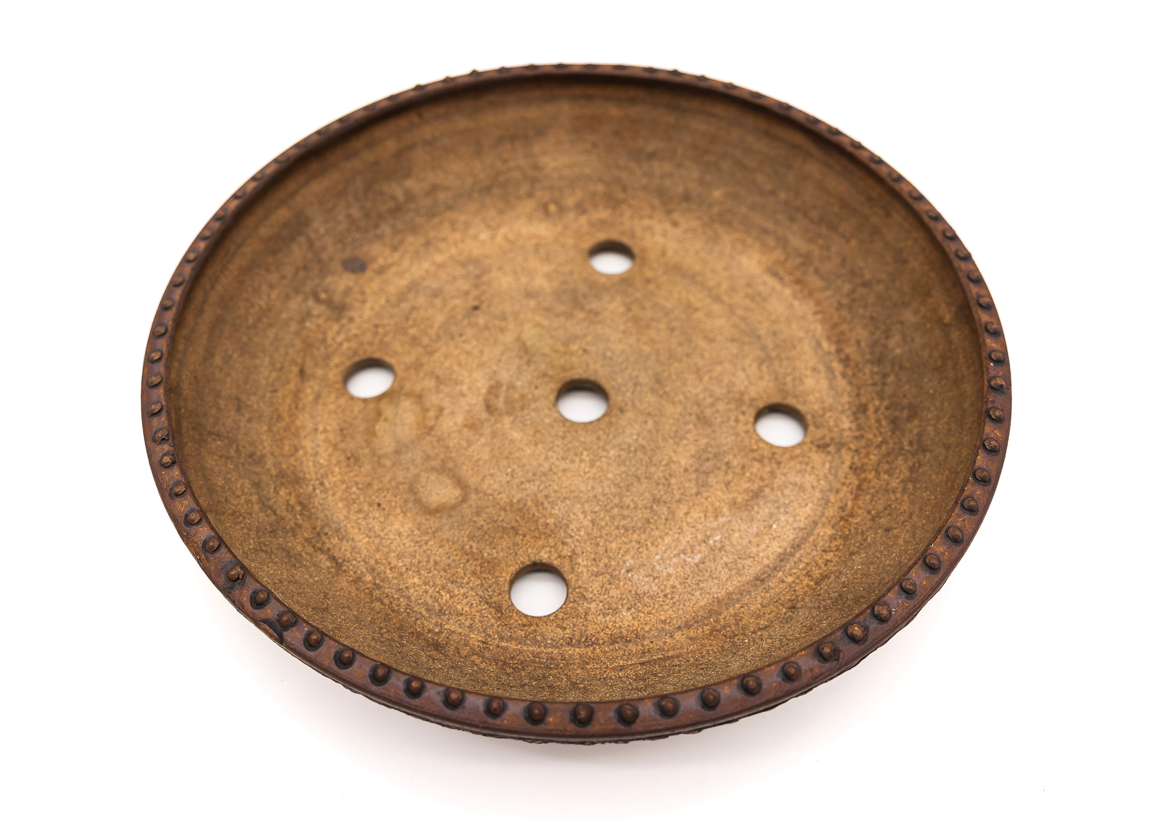 Large Round Unglazed Sara Rayner Bonsai Pot – USA Nail Signature, Rare Sharp Lines