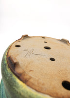 Large Oval Glazed Sara Rayner Bonsai Pot with Extended Flat Rim and Etched Feet – USA Nail Signature