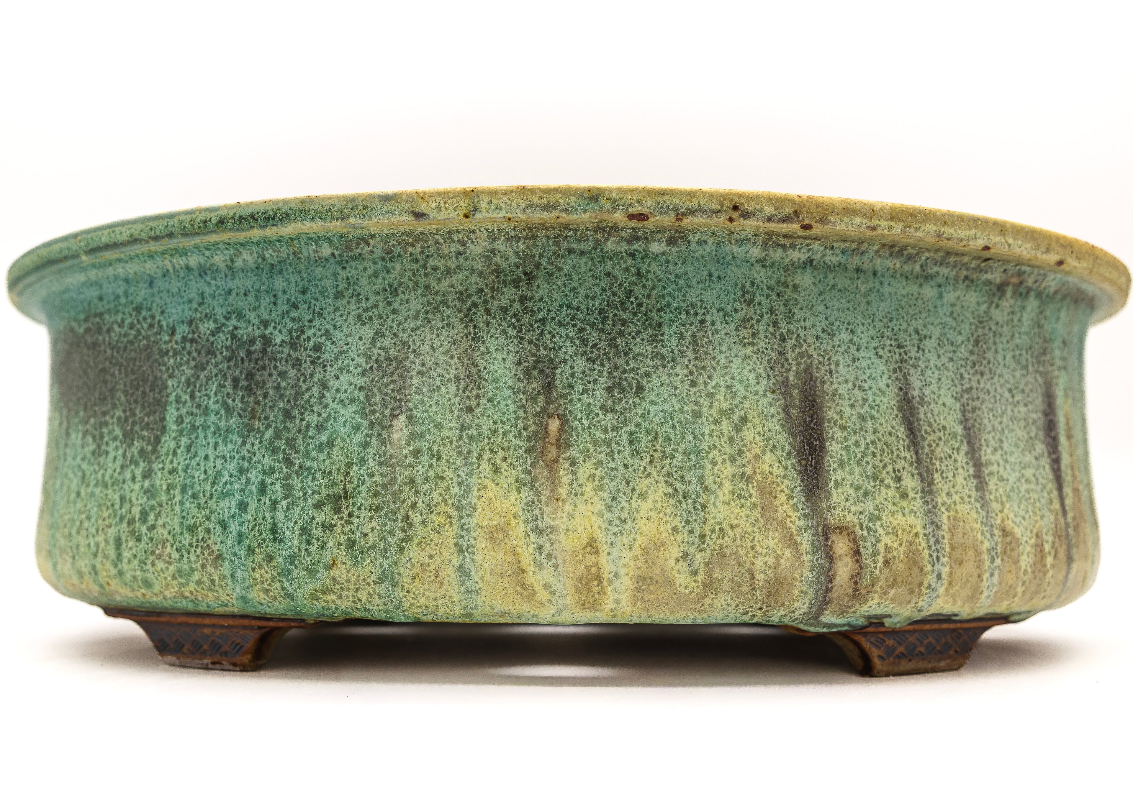 Large Oval Glazed Sara Rayner Bonsai Pot with Extended Flat Rim and Etched Feet – USA Nail Signature