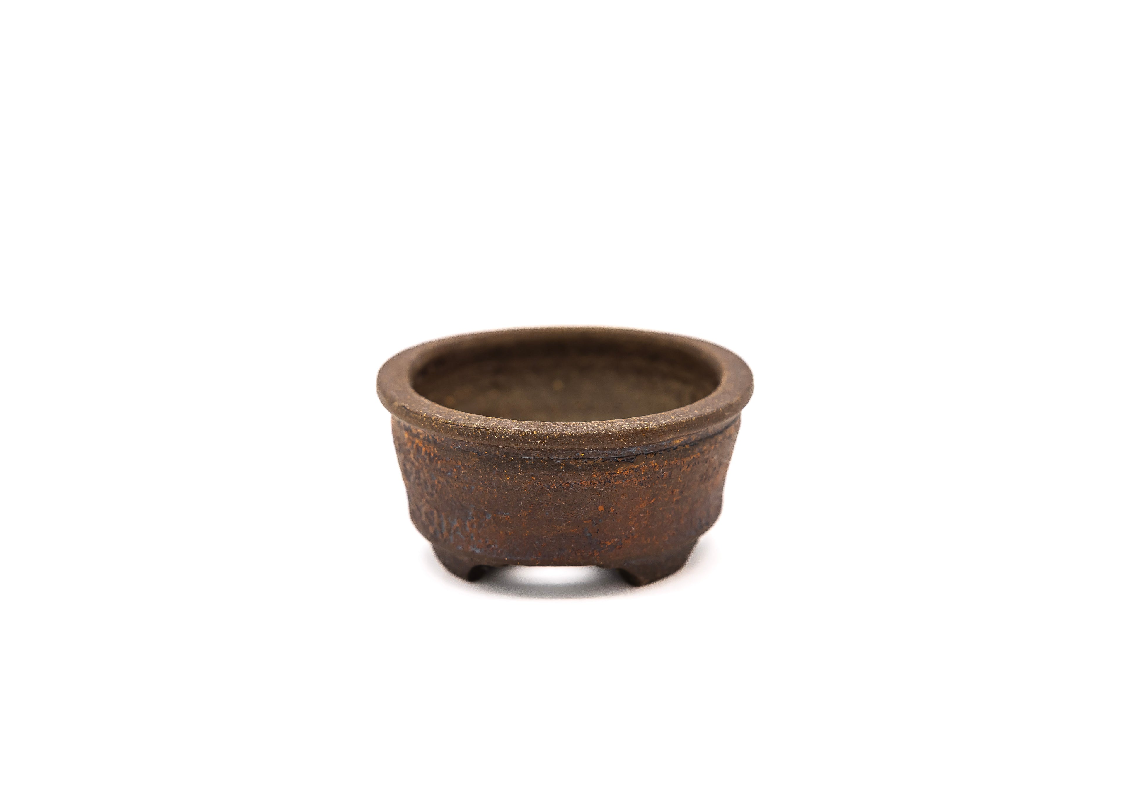 Small Oval Unglazed Sara Rayner Bonsai Pot – Rustic Flat Rim Vintage USA Nail Signed