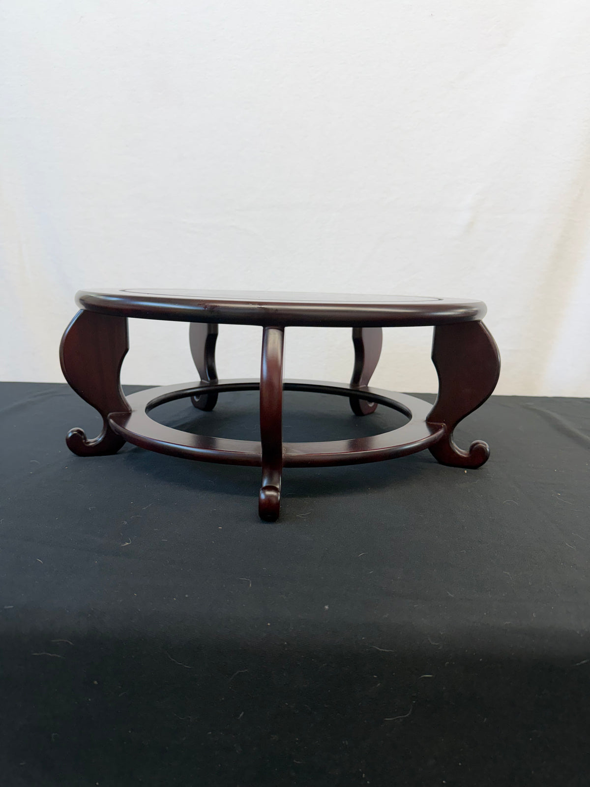 Round Japanese Rosewood Display Stand, 17.75", Scroll Feet