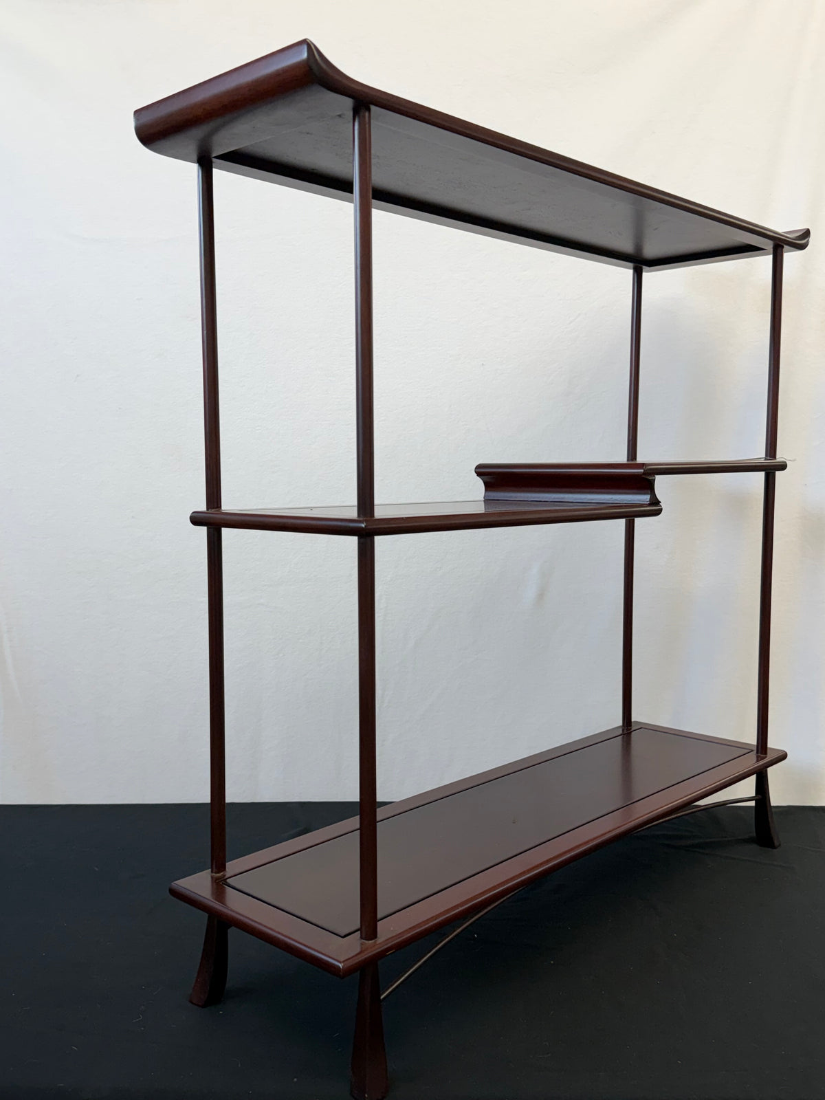 Japanese Rosewood Display Shelf (Kazaridana), Scroll-Linked Shelves, Signed