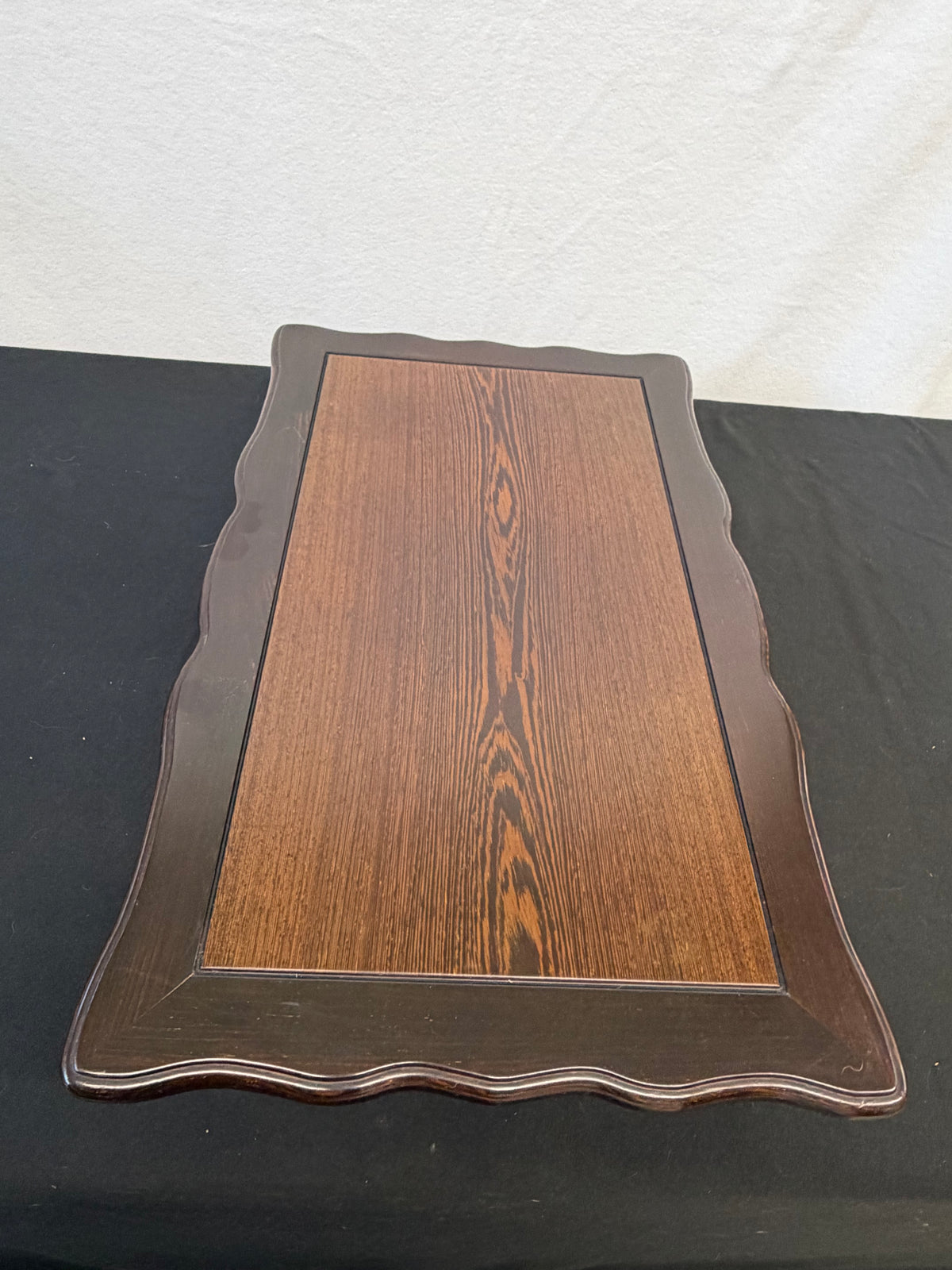 Low Japanese Display Table, 25" x 15", Wavy Edge, Figured Panel (21B)