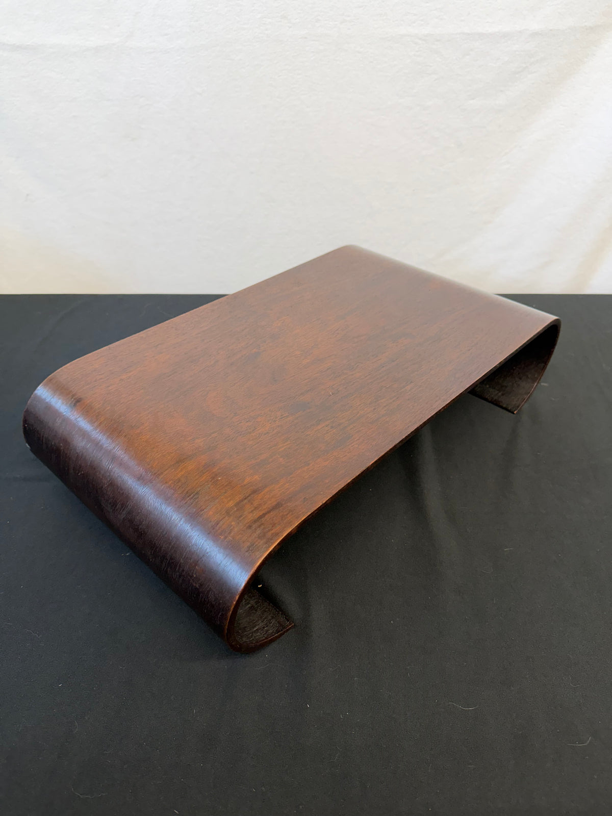 Japanese Scroll-Form Display Stand, Bent Hardwood, Seal Marked