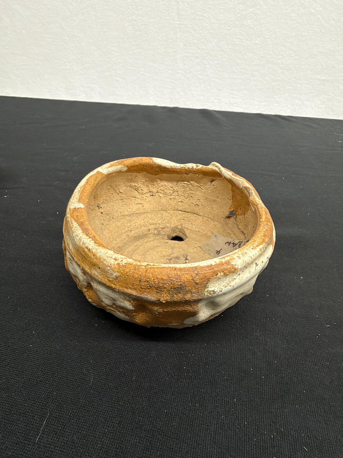 5x4x2.5 Inch Tiezan Hand-Built Bonsai Pot – Rustic White Glaze over Toasted Clay