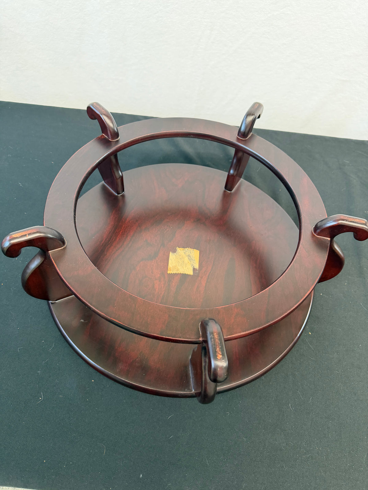 Round Japanese Rosewood Display Stand, 17.75", Scroll Feet