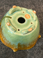 Fuka (Kiyoshi Koiwai) Lotus-Rim Shohin – Amber over Celadon Crackle