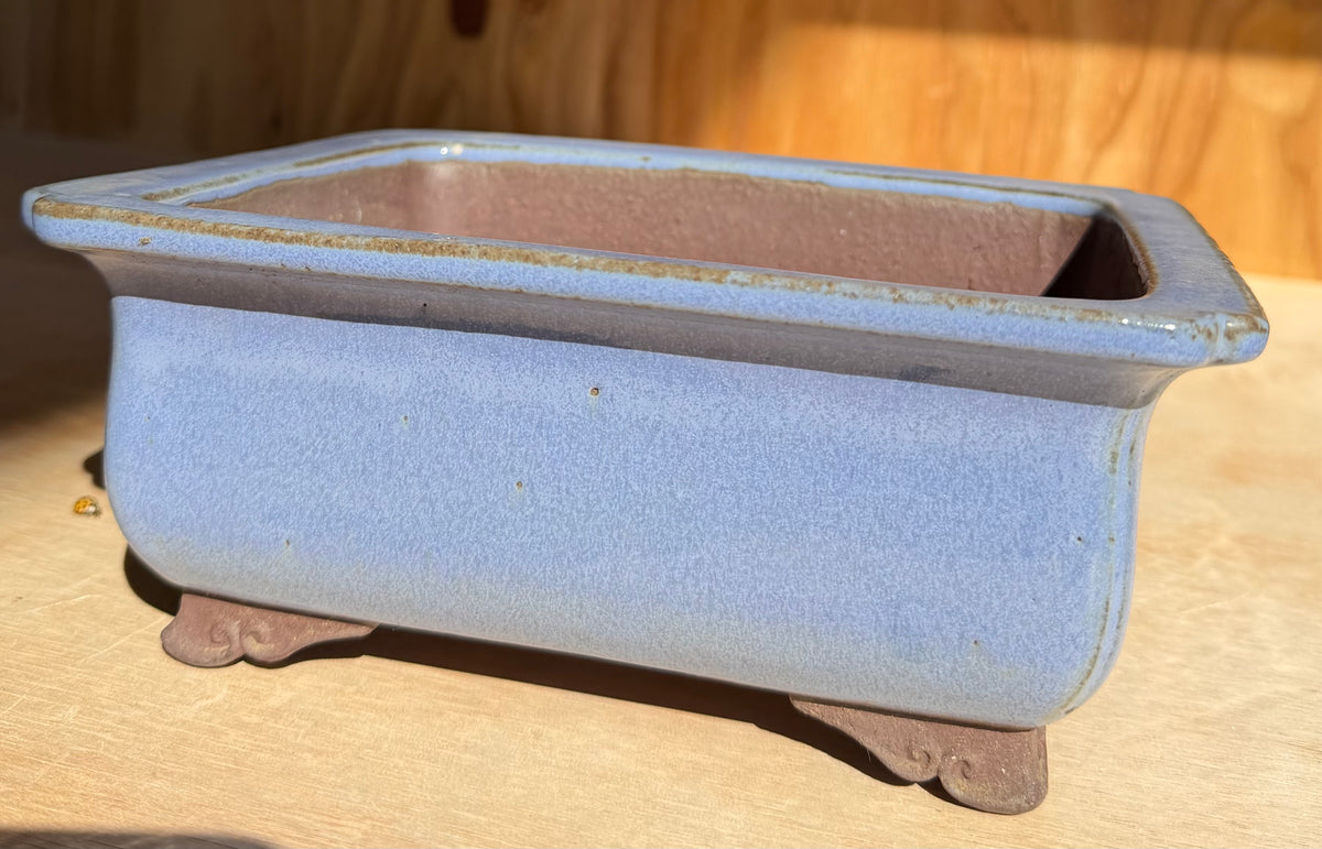 3rd Generation Yamaaki Rectangle – Sky-Blue Glaze, Cloud Feet, Nail Signed