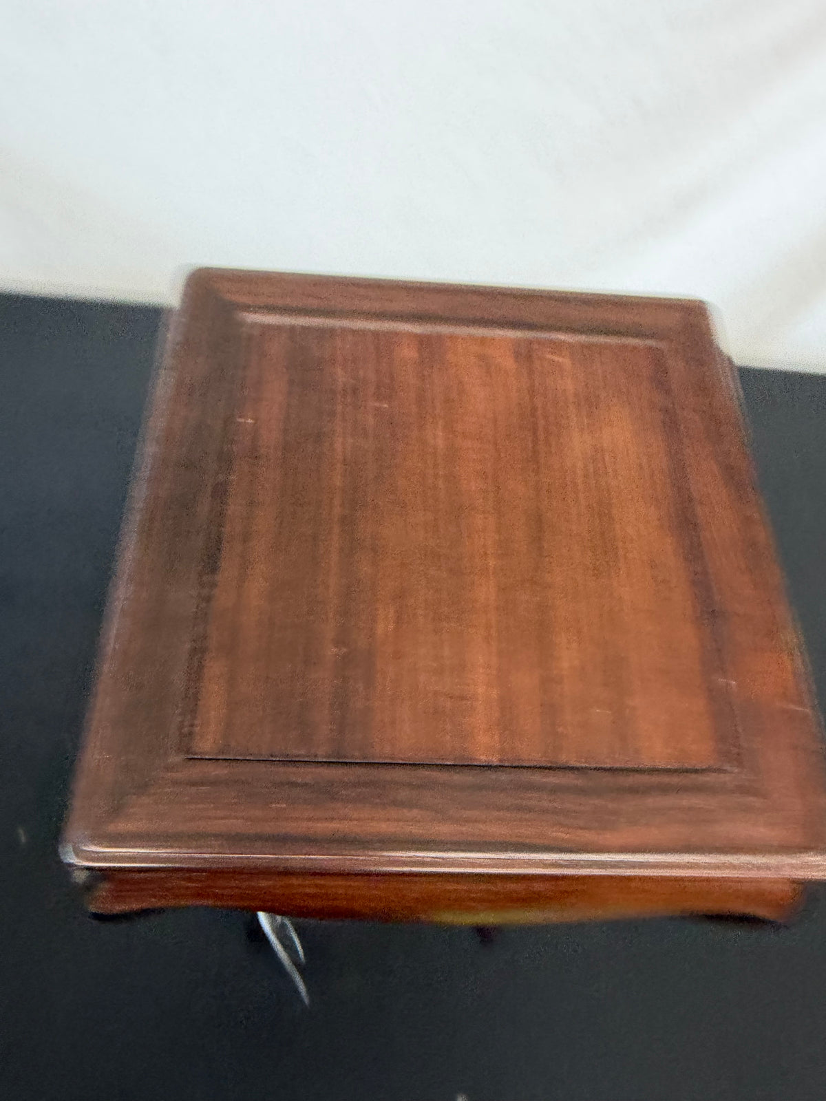 Tall Cabriole-Leg Hardwood Stand, Signed and Seal Marked