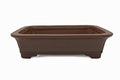 Large Rectangular Glazed Japanese Bonsai Pot Gyouzan Kiln, Hand Formed, Thick Flat Rim, Chop and Nail Signed