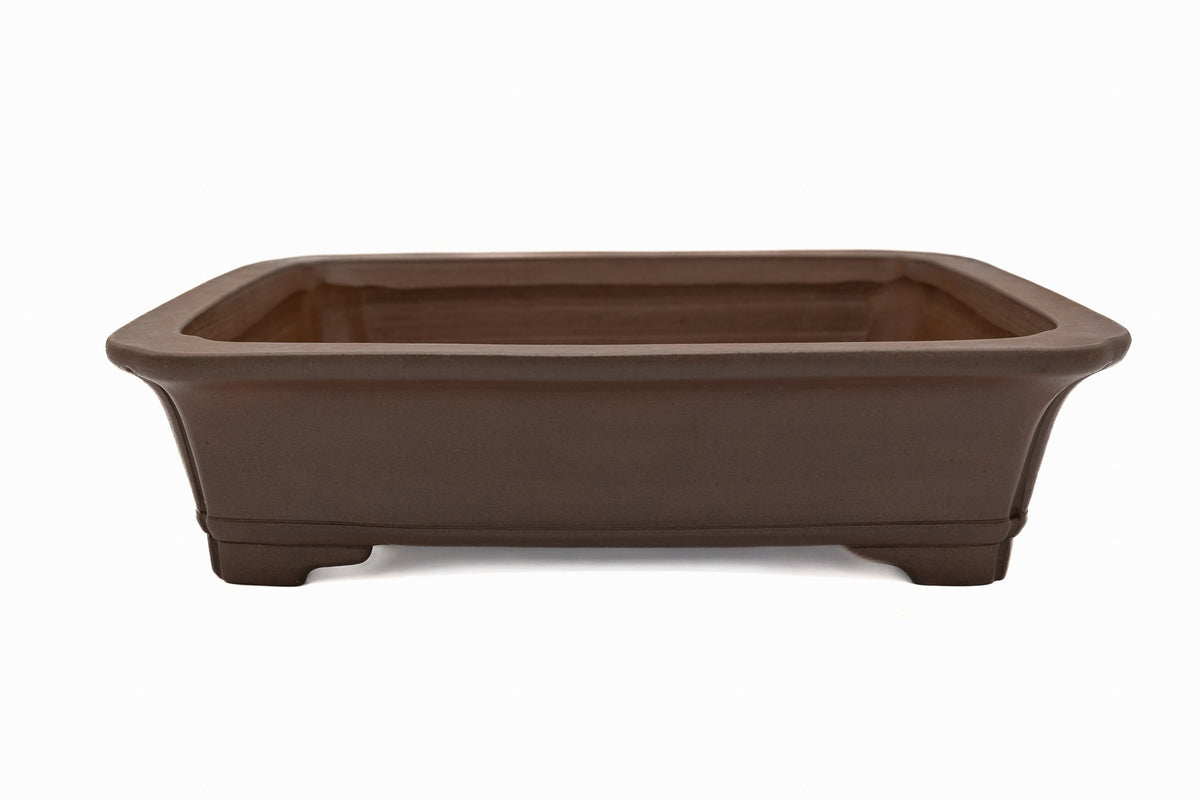 Medium Round Unglazed Japanese Bonsai Pot – Bigei Kiln, Hand Carved, Vintage, Chop and Nail Signed, Shiny Finish