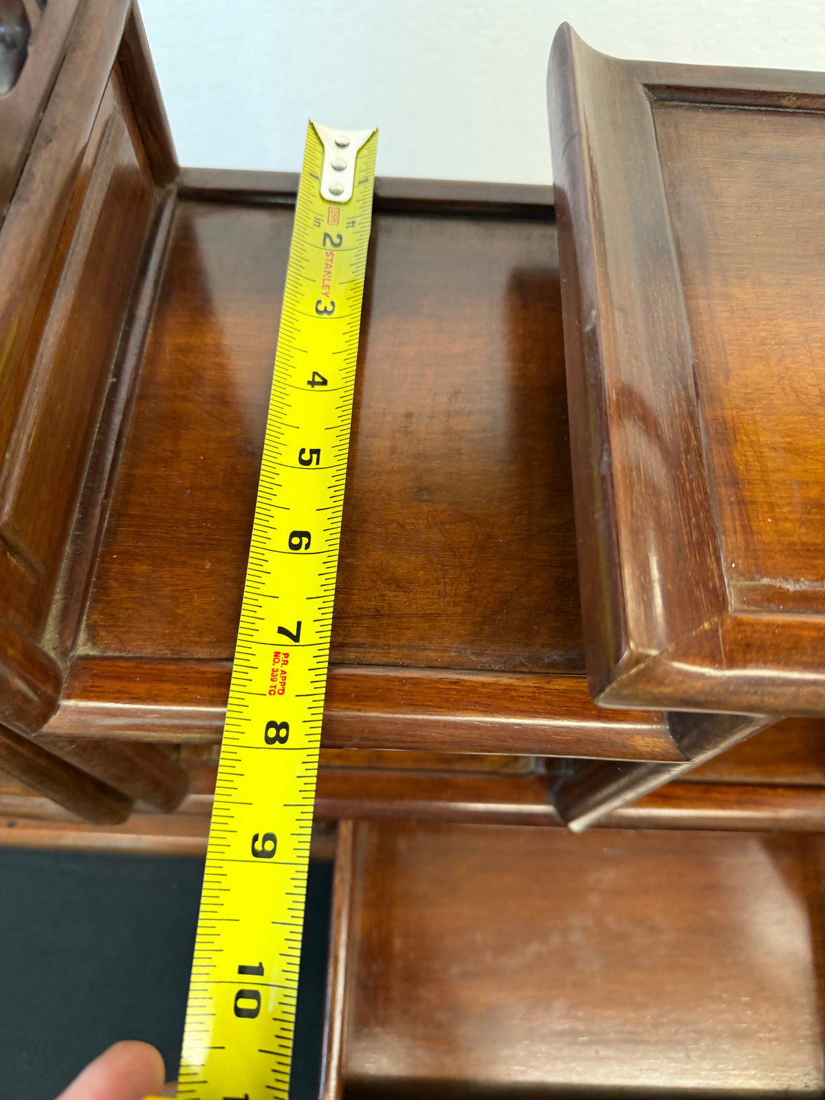 Japanese Rosewood Display Cabinet (Kazaridana), Doors, Drawers, Carved Bamboo Panel