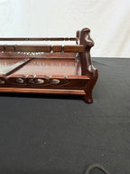 Shokaku Carved Rosewood Display Table, Scroll Corners, Gold Mark, Original Box
