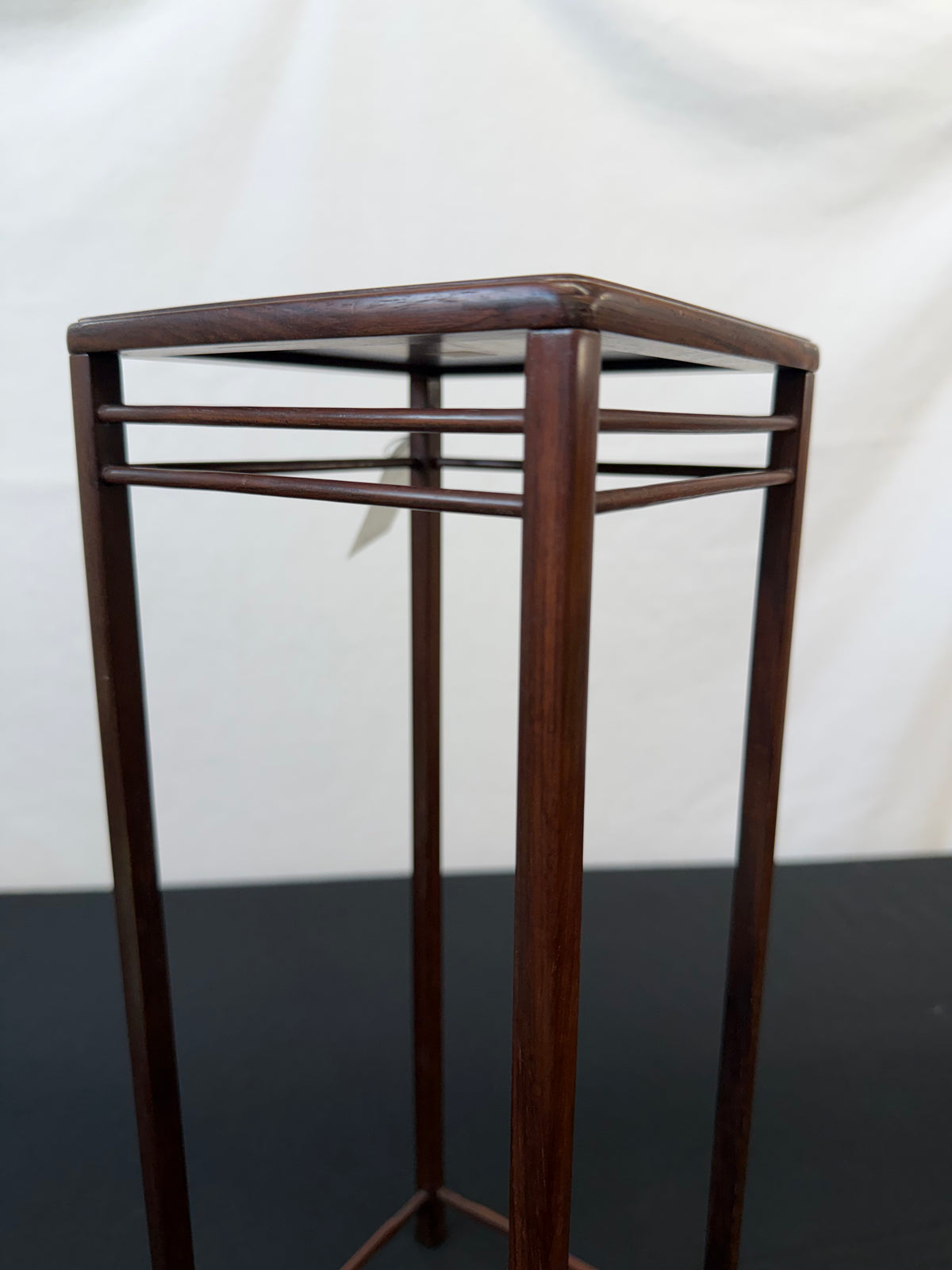 Tall Square Hardwood Stand with Double Rails, Seal Marked