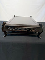 Low Japanese Rosewood Display Table, 29.5" x 17", Carved Scroll Corner Ears