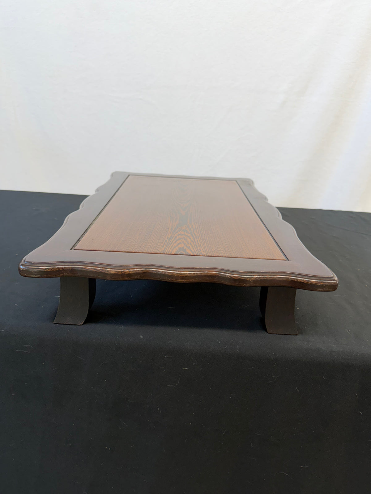Low Japanese Display Table, 25" x 15", Wavy Edge, Figured Panel (21A)