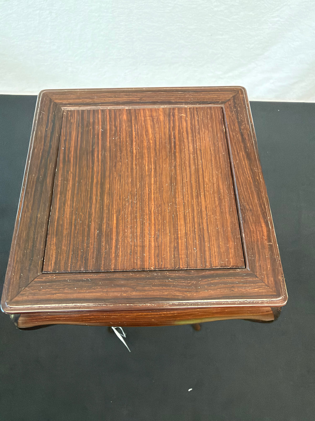 Tall Cabriole-Leg Hardwood Stand, Signed and Seal Marked