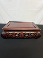 Carved Japanese Hardwood Display Table, Cloud-Scroll Apron