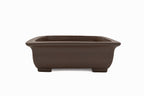 Large Rectangular Unglazed Gyouzan Japanese Bonsai Pot – Flared Rim, Masculine Chop, 18.5x16x4