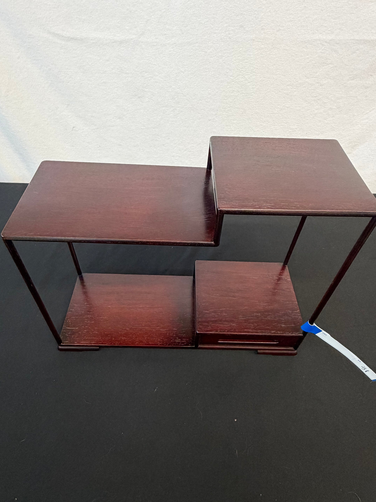 Japanese Rosewood Stepped Display Shelf, Artist Signed