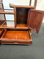 Japanese Rosewood Display Cabinet (Kazaridana), Doors, Drawers, Carved Bamboo Panel
