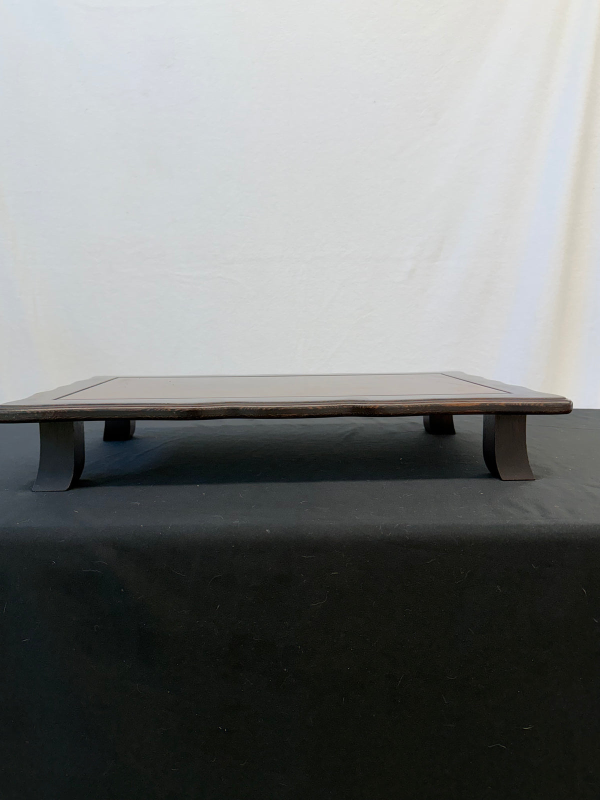 Low Japanese Display Table, 25" x 15", Wavy Edge, Figured Panel (21A)
