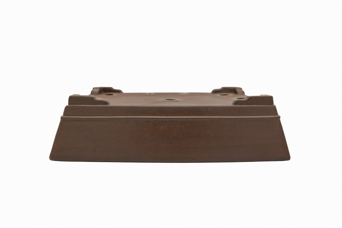 16x13x4 Inch Gyouzan Rectangle Bonsai Pot #388 – Bottom Border, Glazed, Chop Mark
