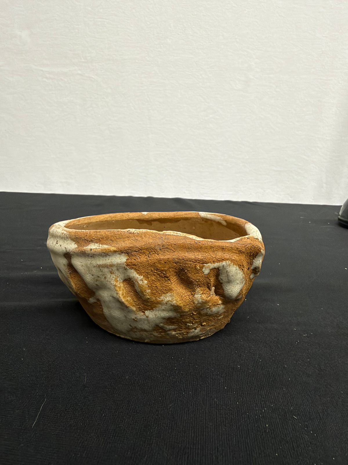 5x4x2.5 Inch Tiezan Hand-Built Bonsai Pot – Rustic White Glaze over Toasted Clay