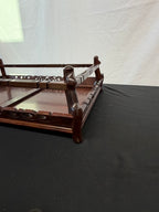 Shokaku Carved Rosewood Display Table, Scroll Corners, Gold Mark, Original Box
