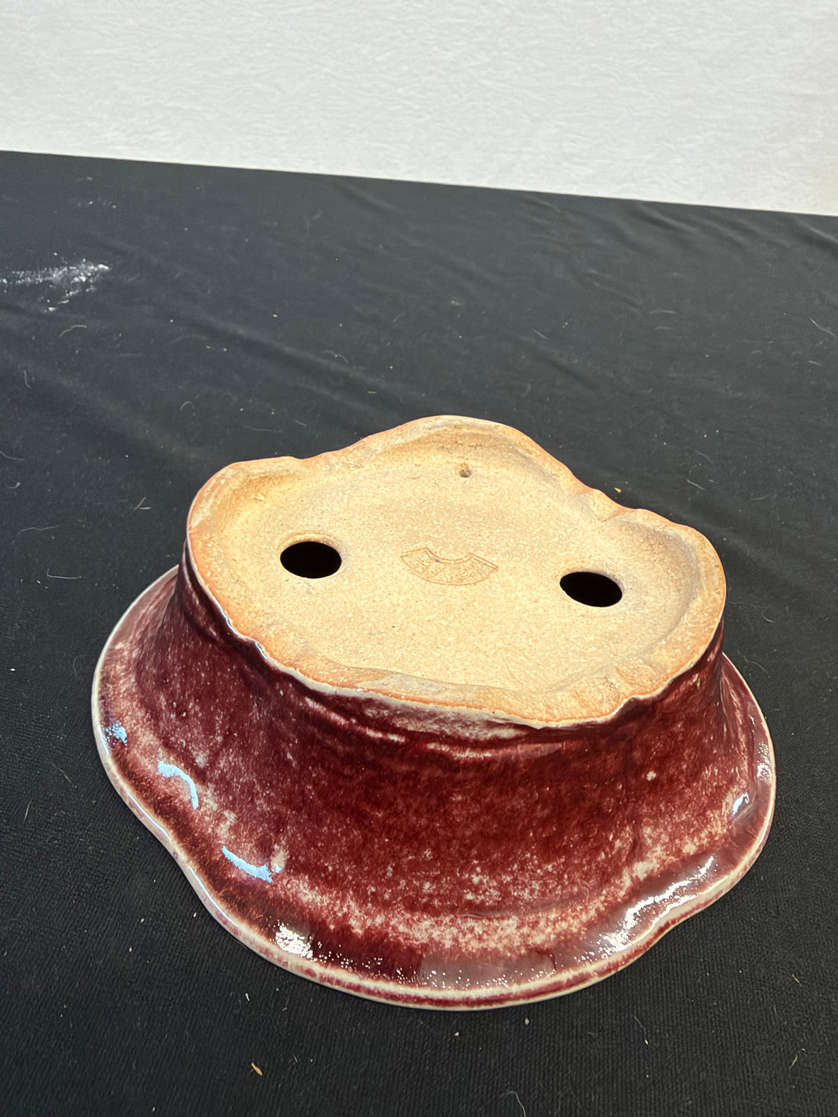 9x7 Inch Koyo Rinka Bonsai Pot – Cinnabar Glaze, Chop Marked